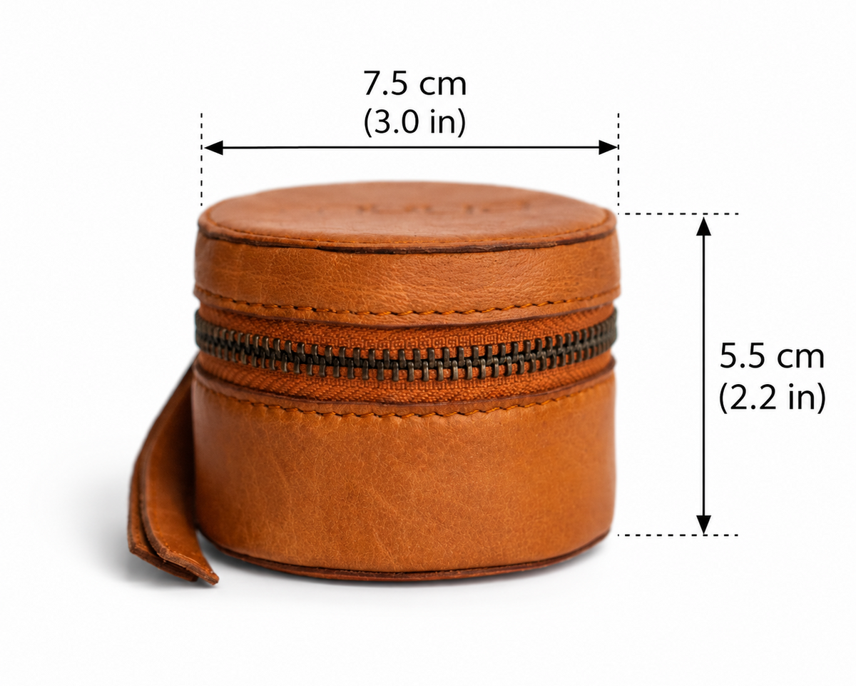 muud HELSINKI genuine leather cylindrical knitting accessories case with zipper closure from iDOKNiT
