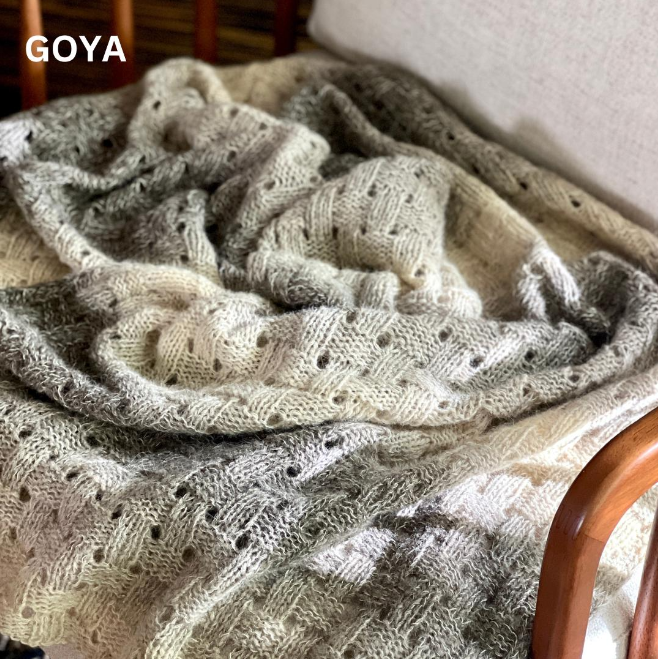 Gradient Hand-Knitted Palantine Shawl Scarf, Dundaga Wool Alpaca Oversized Wrap, Van Gogh Monet Goya Artist Collection