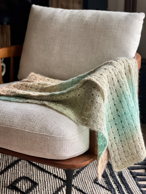 Gradient Hand-Knitted Palantine Shawl Scarf, Dundaga Wool Alpaca Oversized Wrap, Van Gogh Monet Goya Artist Collection