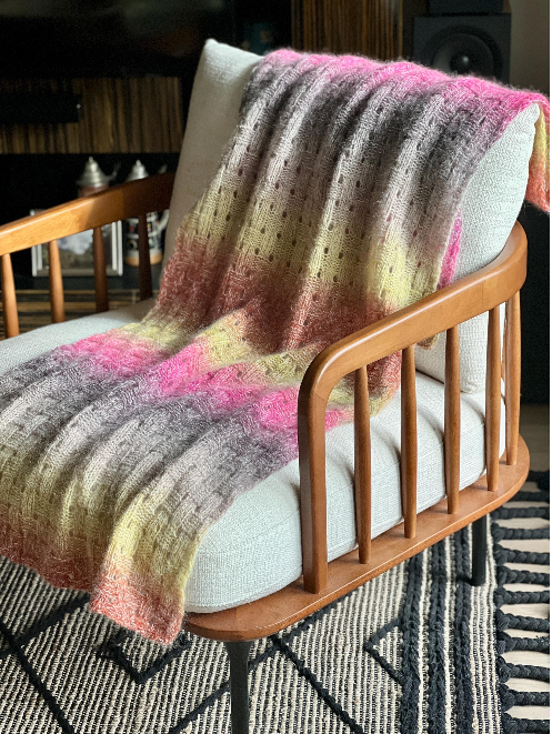 Gradient Hand-Knitted Palantine Shawl Scarf, Dundaga Wool Alpaca Oversized Wrap, Van Gogh Monet Goya Artist Collection