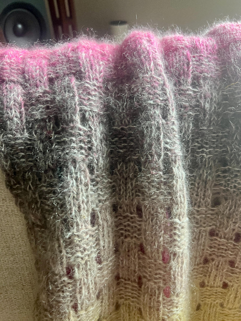 Gradient Hand-Knitted Palantine Shawl Scarf, Dundaga Wool Alpaca Oversized Wrap, Van Gogh Monet Goya Artist Collection