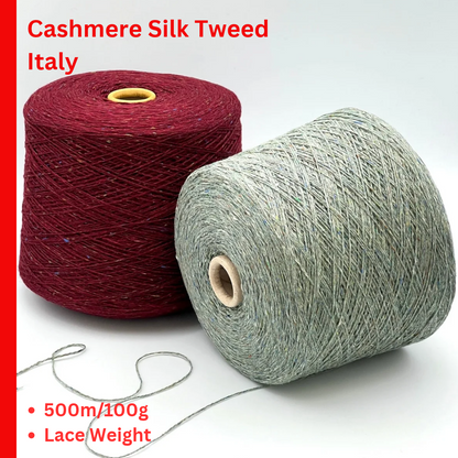 Filcom Alba Tweed Plus 50 percent Cashmere 35 percent Silk 15 percent Merino Italian lace weight tweed yarn from iDOKNiT