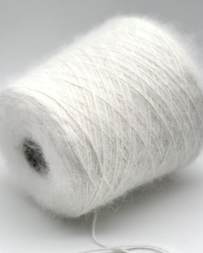 Italian Angora blend yarn by Biagioli Modesto with soft halo and lightweight texture, sport weight yarn for sweaters and accessories, sold by iDOKNiT