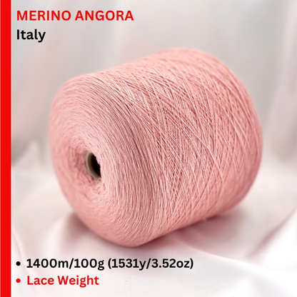 Angora Merino Yarn, ERCOLE, Premium Italian Yarn by NEW MILL, Lace Weight, 1400m/100g (1531y/3.52oz)