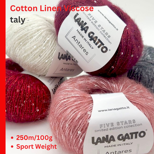 Paillettes Alpaca Yarn, ANTARES, Lana Gatto, Limited Edition Collection Italian Yarn, 180m/50g (196y/1.76oz)