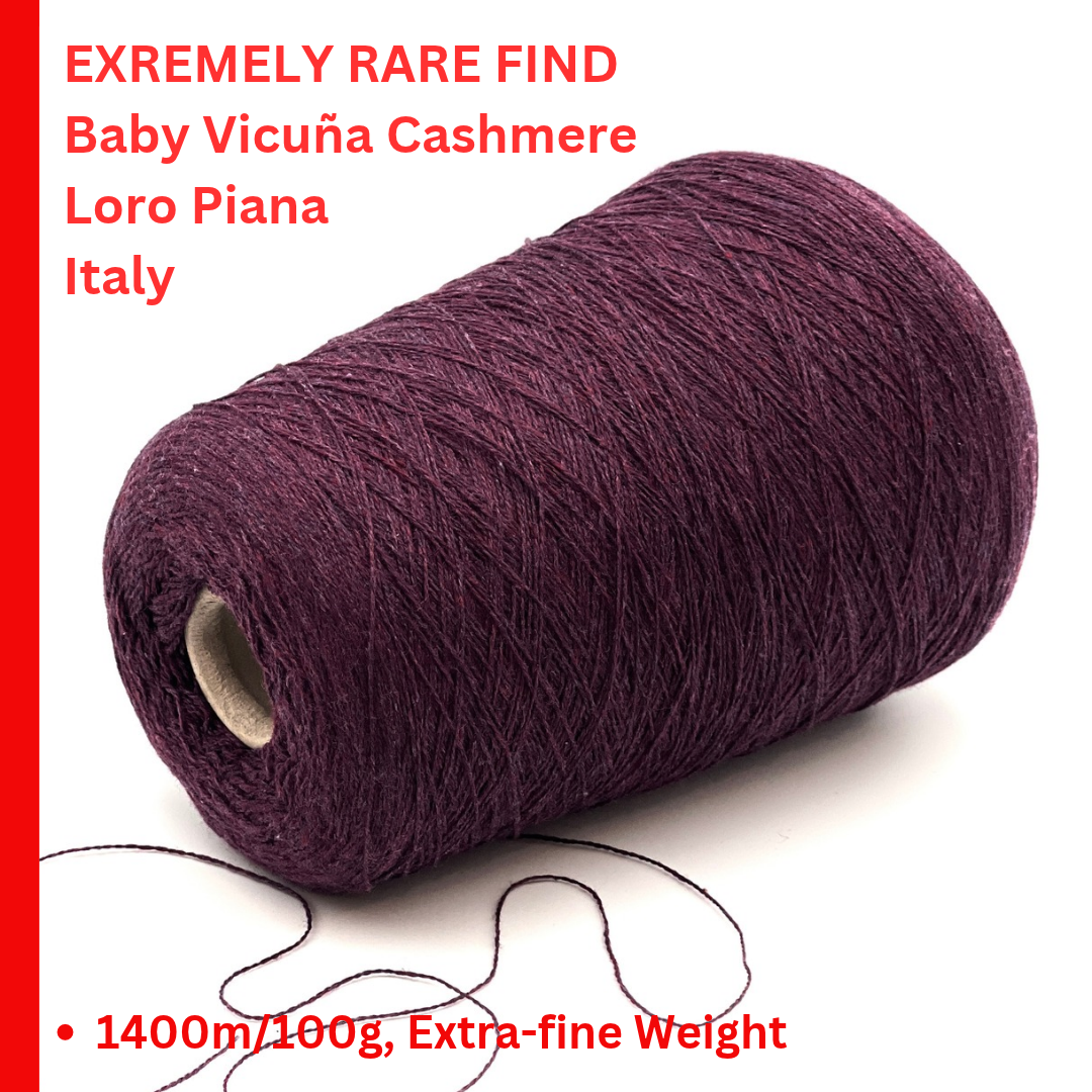 Loro Piana 50 percent baby vicuna 50 percent cashmere Italian ultra-fine lace yarn on original cone in Violetto Melange from iDOKNiT