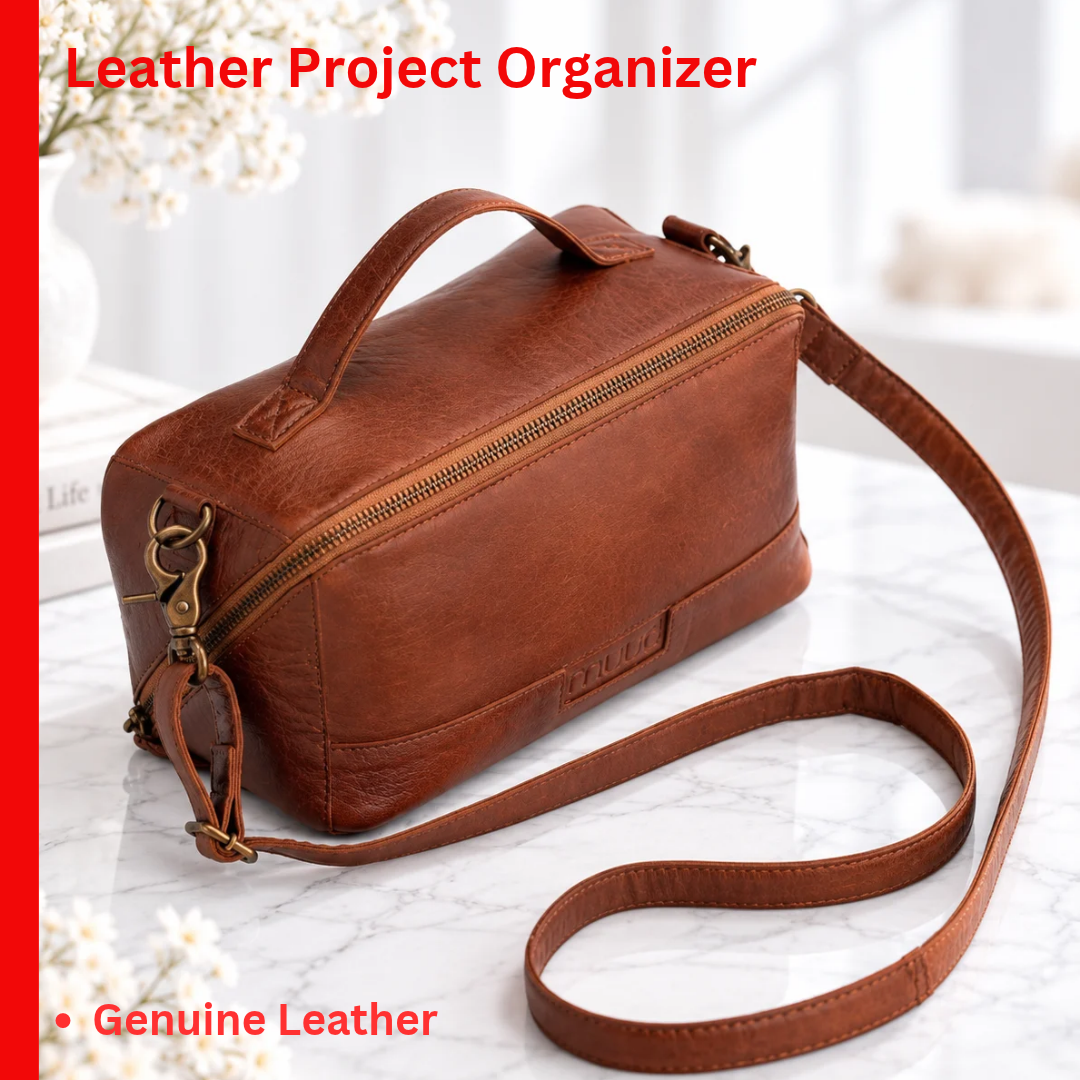 muud Cleo genuine leather box style crossbody project bag from iDOKNiT