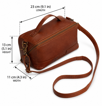 muud Cleo genuine leather box style crossbody project bag from iDOKNiT
