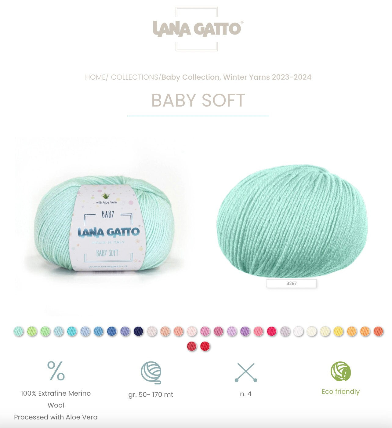 lana gatto baby soft print merino yarn italy aloe vera
soft baby yarn extrafine merino solids and prints 170m 50g
luxury italian baby yarn lana gatto soft merino knitting yarn
gentle merino yarn for baby garments and soft knitwear
lana gatto baby soft yarn texture close up