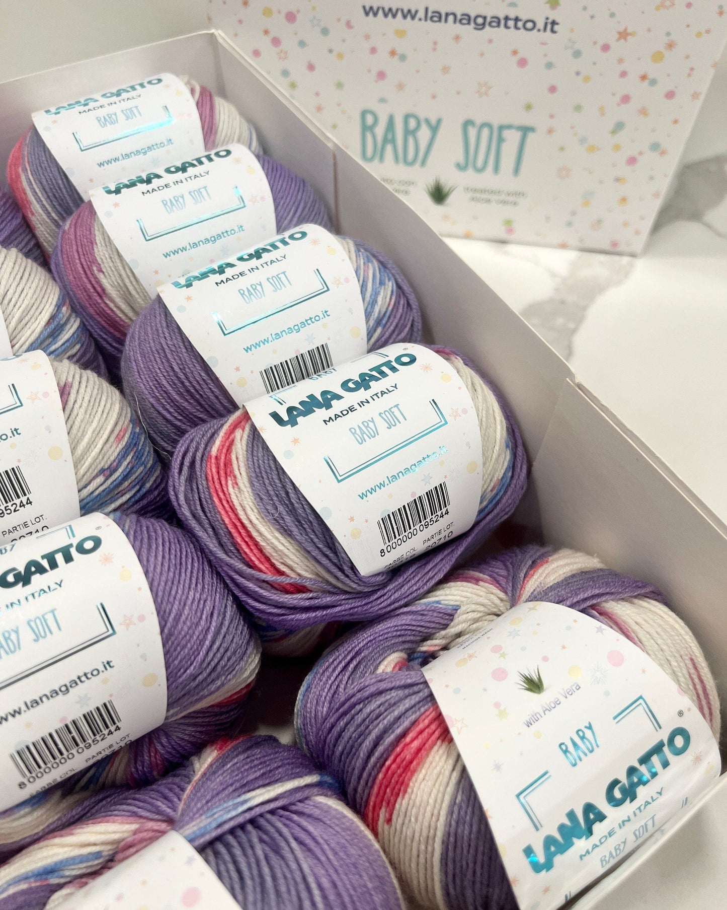 lana gatto baby soft print merino yarn italy aloe vera
soft baby yarn extrafine merino solids and prints 170m 50g
luxury italian baby yarn lana gatto soft merino knitting yarn
gentle merino yarn for baby garments and soft knitwear
lana gatto baby soft yarn texture close up