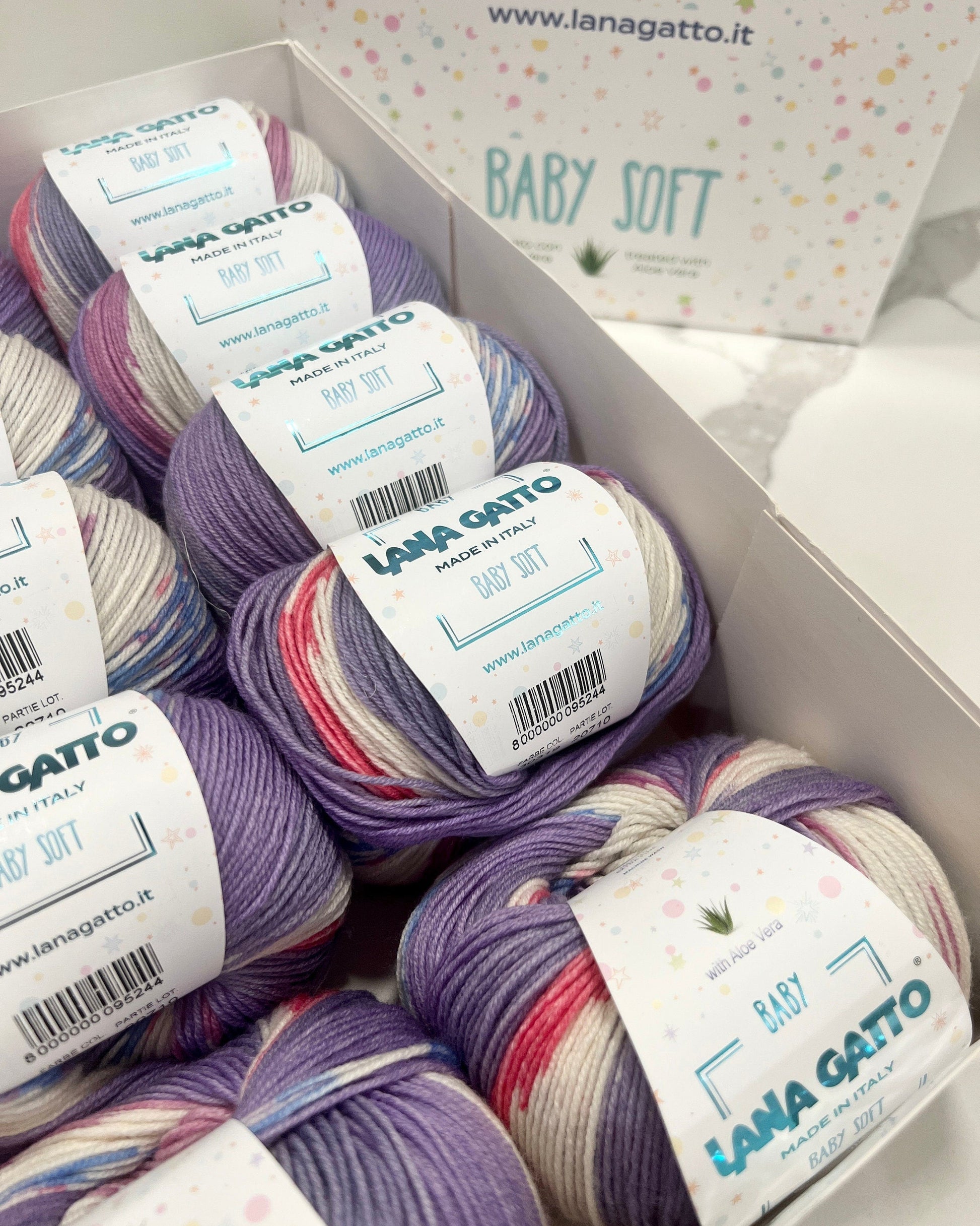lana gatto baby soft print merino yarn italy aloe vera
soft baby yarn extrafine merino solids and prints 170m 50g
luxury italian baby yarn lana gatto soft merino knitting yarn
gentle merino yarn for baby garments and soft knitwear
lana gatto baby soft yarn texture close up