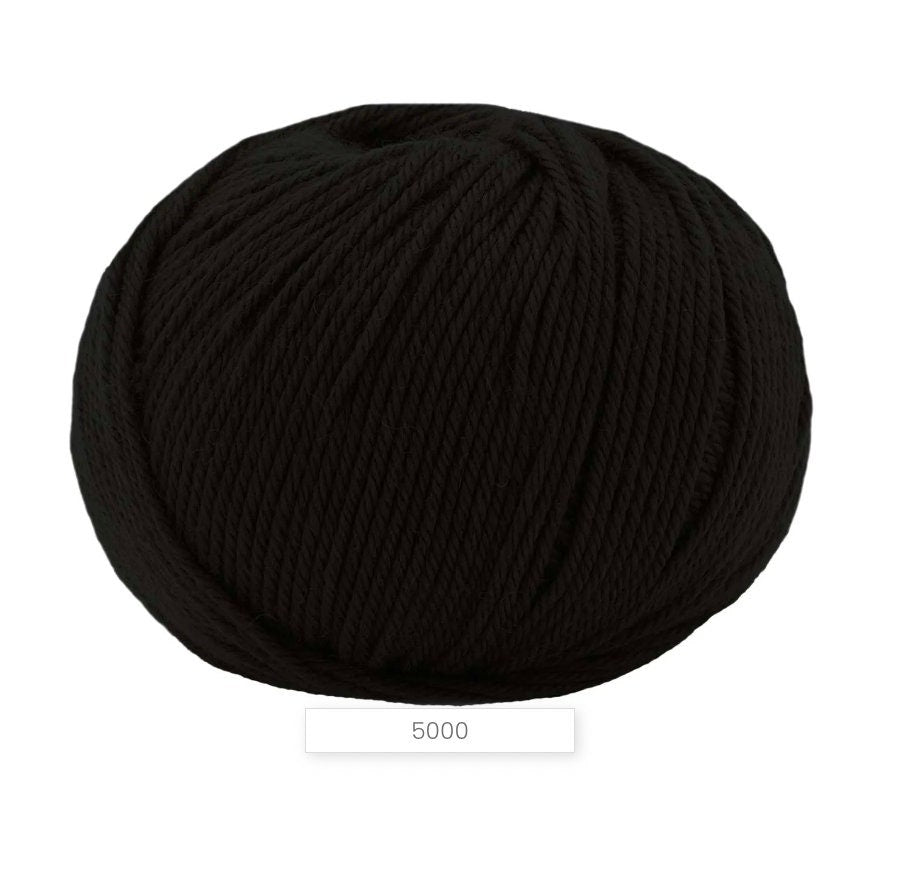 Black yarn ball on a white background