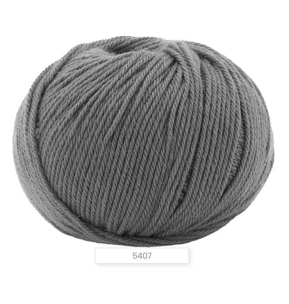 Gray skein of yarn on a white background