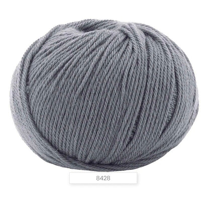 Gray skein of yarn on a white background