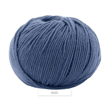 Blue ball of yarn on a white background