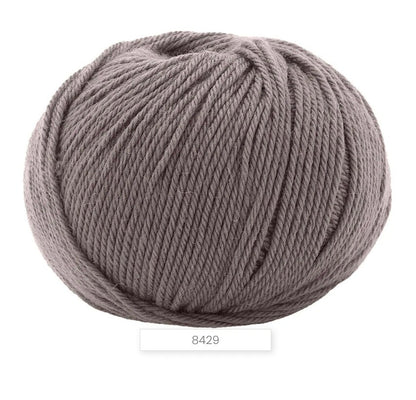 Gray skein of yarn on a white background
