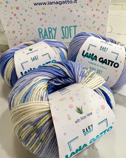 lana gatto baby soft print merino yarn italy aloe vera
soft baby yarn extrafine merino solids and prints 170m 50g
luxury italian baby yarn lana gatto soft merino knitting yarn
gentle merino yarn for baby garments and soft knitwear
lana gatto baby soft yarn texture close up