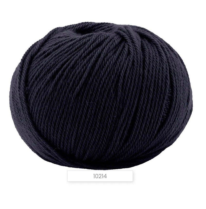 Navy blue ball of yarn on a white background