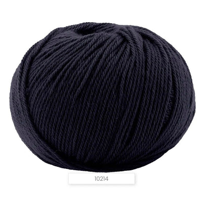 Navy blue ball of yarn on a white background
