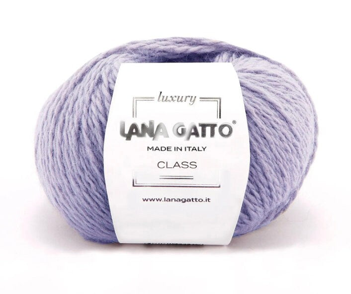 Lana Gatto CLASS Merino Angora yarn 50g ball in Aran weight, Italian luxury wool.