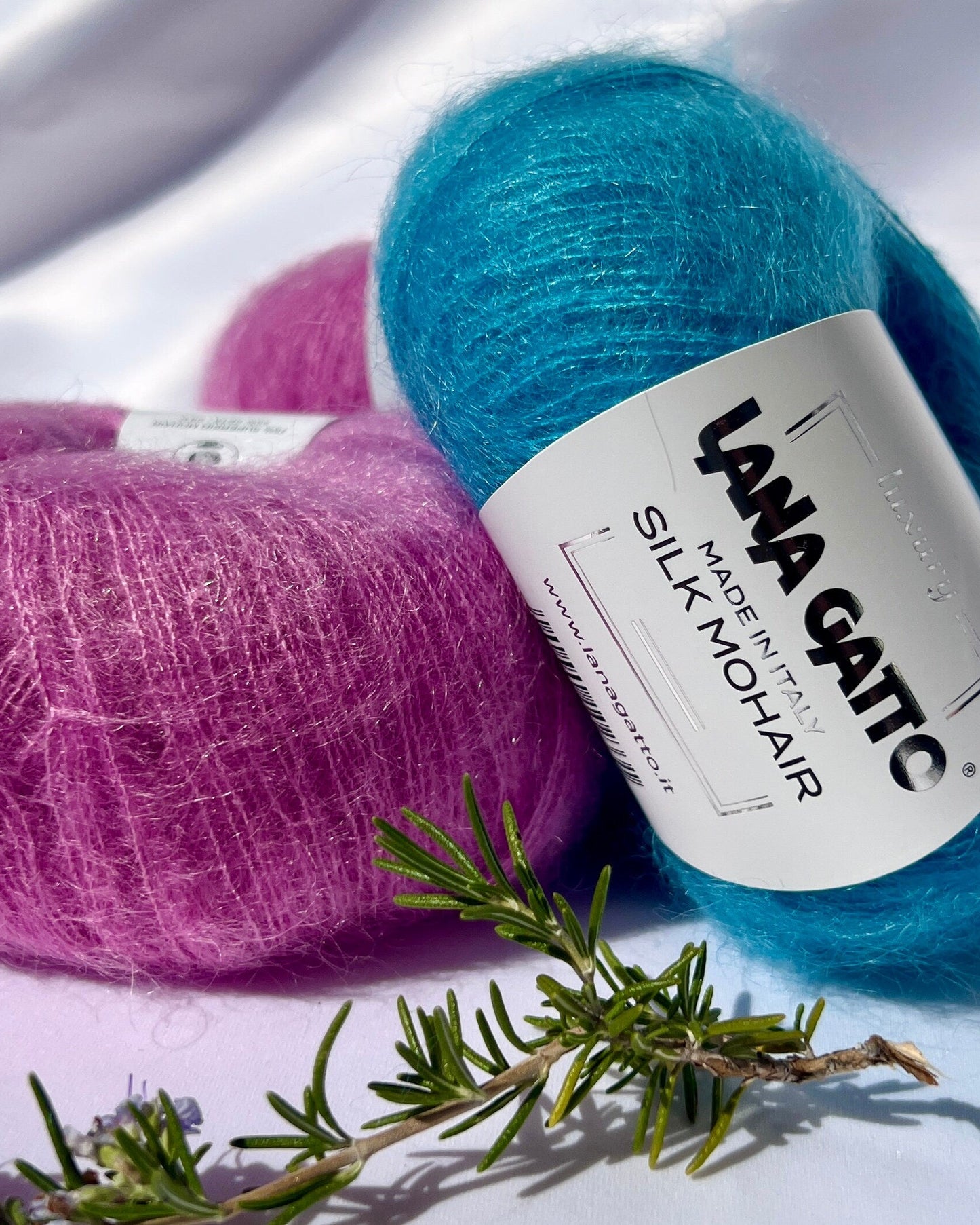 Italian Silk Mohair yarn ball with lightweight fluffy fibers