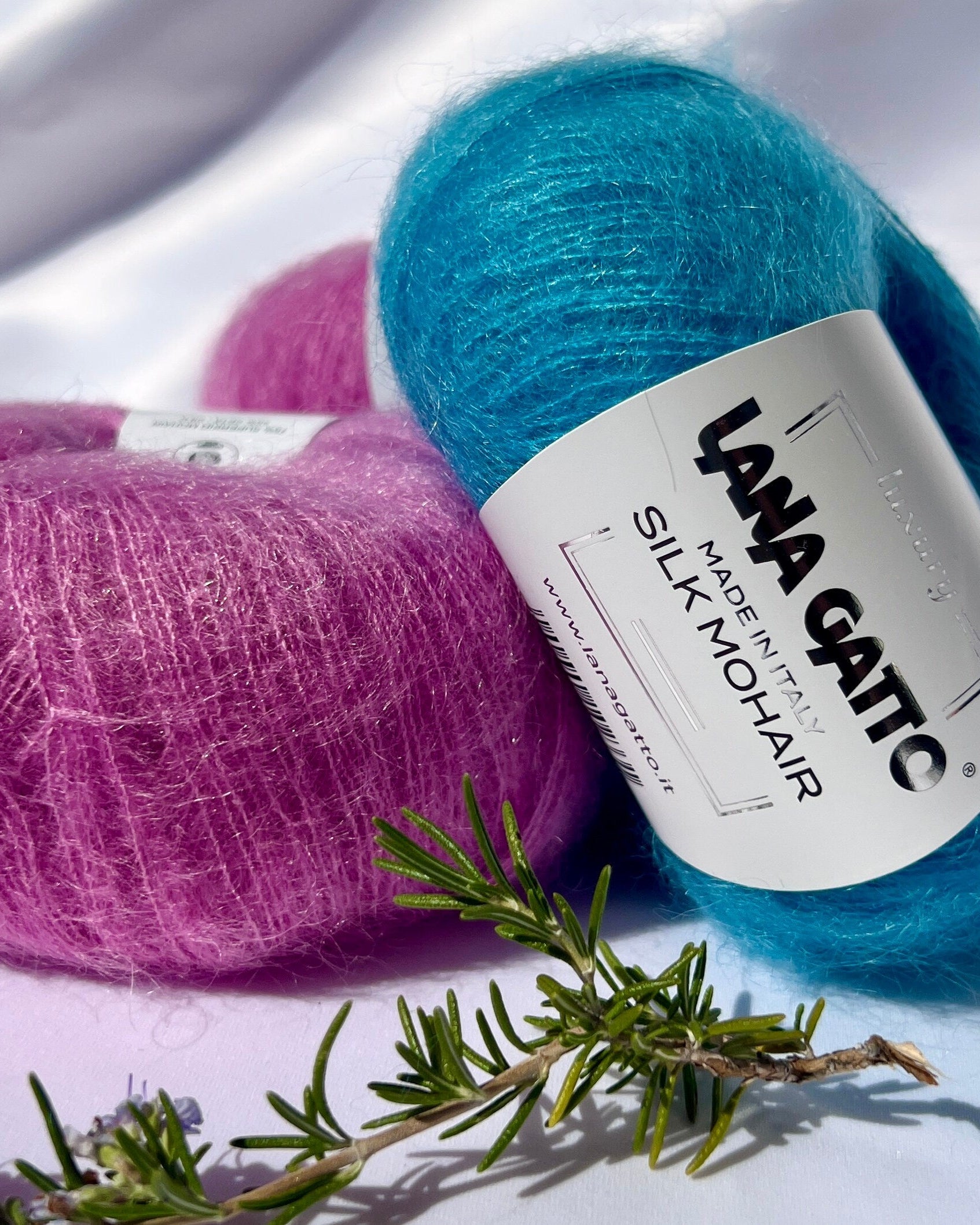 Italian Silk Mohair yarn ball with lightweight fluffy fibers