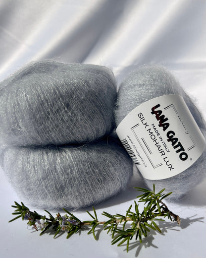 Lana Gatto Silk Mohair Lux 78 percent SuperKid Mohair 14 percent Silk with Lurex Italian lace weight yarn from iDOKNiT