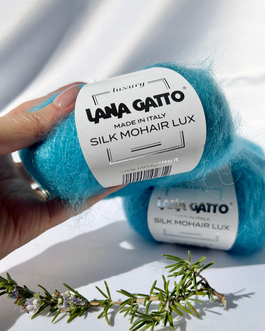 Lana Gatto Silk Mohair Lux 78 percent SuperKid Mohair 14 percent Silk with Lurex Italian lace weight yarn from iDOKNiT