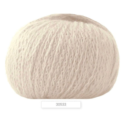 Beige yarn ball with a label '30533' on a white background