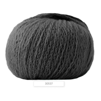 Gray skein of yarn on a white background