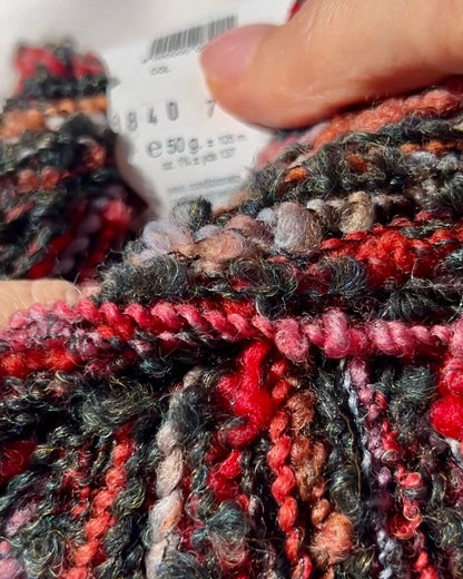 Lana Gatto BELLEVUE wool alpaca boucle yarn soft textured Italian DK yarn
BELLEVUE boucle yarn close up showing lumpy textured surface for knitwear
Italian wool alpaca nylon yarn BELLEVUE perfect for sweaters and scarves
Soft boucle yarn BELLEVUE ideal for cozy textured garments and accessories
Luxury Italian yarn BELLEVUE DK weight for modern knitwear projects