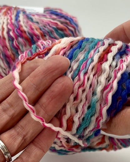 Close-up of CHELSEA yarn showing wool-cotton texture — iDOKNiT Shop