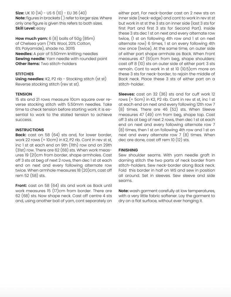 Pattern Lana Gatto CHELSEA Italian wool-cotton Aran yarn in balls — iDOKNiT Shop