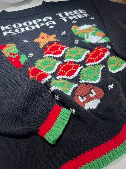 Black sweater with Koopa Troop design featuring Koopalings and text.