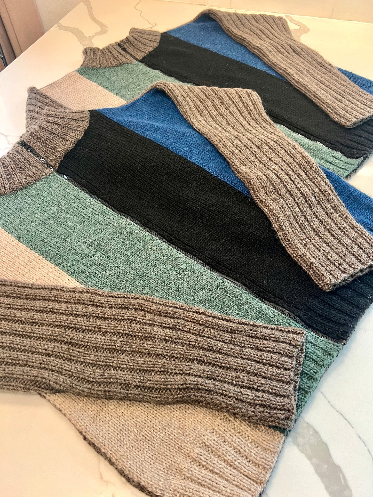 LOVE ACTUALLY Movie–Inspired Multicolor Full-Zip Turtleneck Cardigan, Handmade Custom Knit Sweater, Vintage-Style Made-to-Order Gift