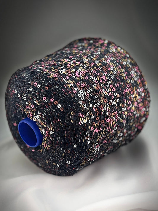 Paillettes Yarn, Multicolor Paillettes Yarn, Fashion Yarn, CARISIO, Italian Yarn, Hand Knitting, 4 mm Paillettes, 120m/100g (132y/3.52oz)