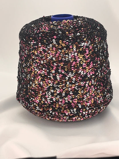 Paillettes Yarn, Multicolor Paillettes Yarn, Fashion Yarn, CARISIO, Italian Yarn, Hand Knitting, 4 mm Paillettes, 120m/100g (132y/3.52oz)