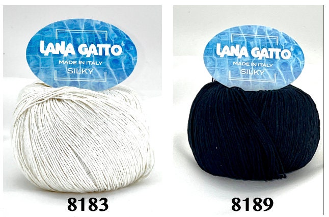 Lana Gatto SILKY pure silk yarn Italian fingering yarn
Luxury silk yarn for elegant summer knitwear and shawls
Close up of SILKY yarn showing smooth plied silk texture
Italian pure silk yarn with elegant sheen and drape
Soft breathable silk yarn for luxury knitting projects