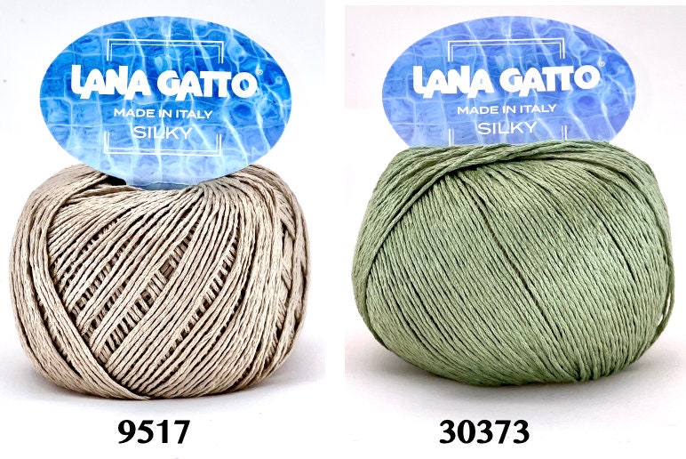 Lana Gatto SILKY pure silk yarn Italian fingering yarn
Luxury silk yarn for elegant summer knitwear and shawls
Close up of SILKY yarn showing smooth plied silk texture
Italian pure silk yarn with elegant sheen and drape
Soft breathable silk yarn for luxury knitting projects