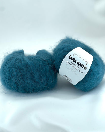 Lana Gatto Kid Mohair Light luxury wool blend yarn from iDOKNiT. Fluffy, lightweight Italian-spun roving with a soft halo for high-end knitting and crochet, 90m per 50g ball.