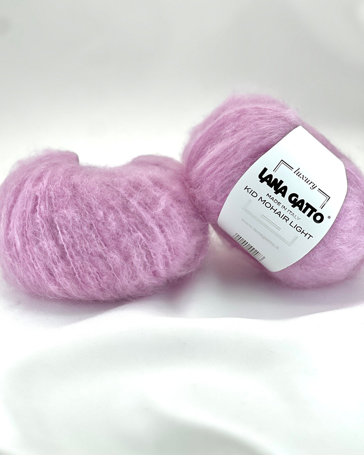 Lana Gatto Kid Mohair Light luxury wool blend yarn from iDOKNiT. Fluffy, lightweight Italian-spun roving with a soft halo for high-end knitting and crochet, 90m per 50g ball.