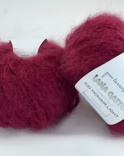 Lana Gatto Kid Mohair Light luxury wool blend yarn from iDOKNiT. Fluffy, lightweight Italian-spun roving with a soft halo for high-end knitting and crochet, 90m per 50g ball.