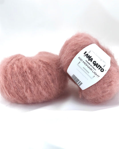 Lana Gatto Kid Mohair Light luxury wool blend yarn from iDOKNiT. Fluffy, lightweight Italian-spun roving with a soft halo for high-end knitting and crochet, 90m per 50g ball.