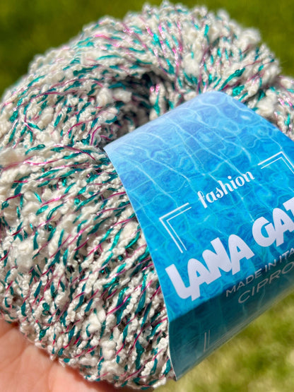 PAILLETTES Cotton Yarn, Sequin Yarn, CIPRO, Chanel-Style Yarn, Lana Gatto, Italian Yarn, Tshirt yarn, Fashion Collection Yarn, 50g/90m (98y/1.76oz)