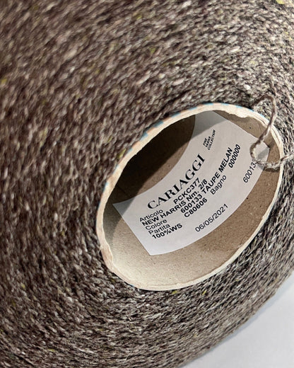 Cariaggi NEW HARRIS cashmere tweed yarn cone Italy
100 percent cashmere tweed yarn taupe melange with green flecks
Luxury Italian cashmere tweed yarn for sweaters scarves and shawls
soft fingering weight cashmere yarn texture close up
Cariaggi NEW HARRIS luxury yarn 400m per 100g