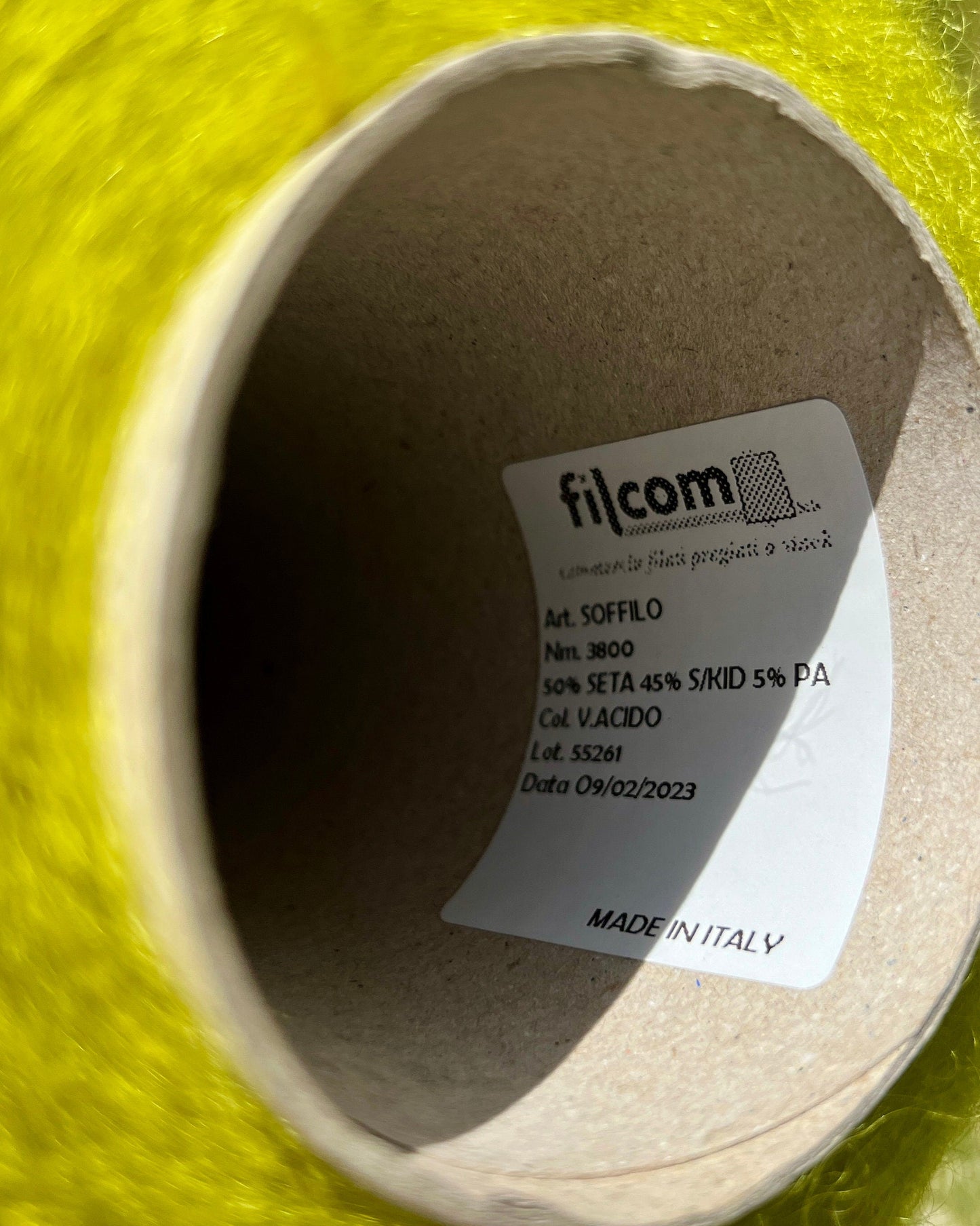 Chainette yarn texture silk and superkid mohair close-up