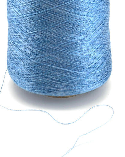 ROYAL 2/58 cashmere silk yarn luxury Italian lace yarn
70 cashmere 30 silk extra fine yarn 2900m per 100g
Luxury cashmere silk cone yarn for multi strand knitting and weaving
Light royal blue Italian yarn close up texture detail
ROYAL 2/58 lace yarn for couture knitting and blending