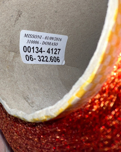 MISSONI DOMASO metallic lurex yarn cone in bright copper orange color, luxury Italian fashion-house yarn
