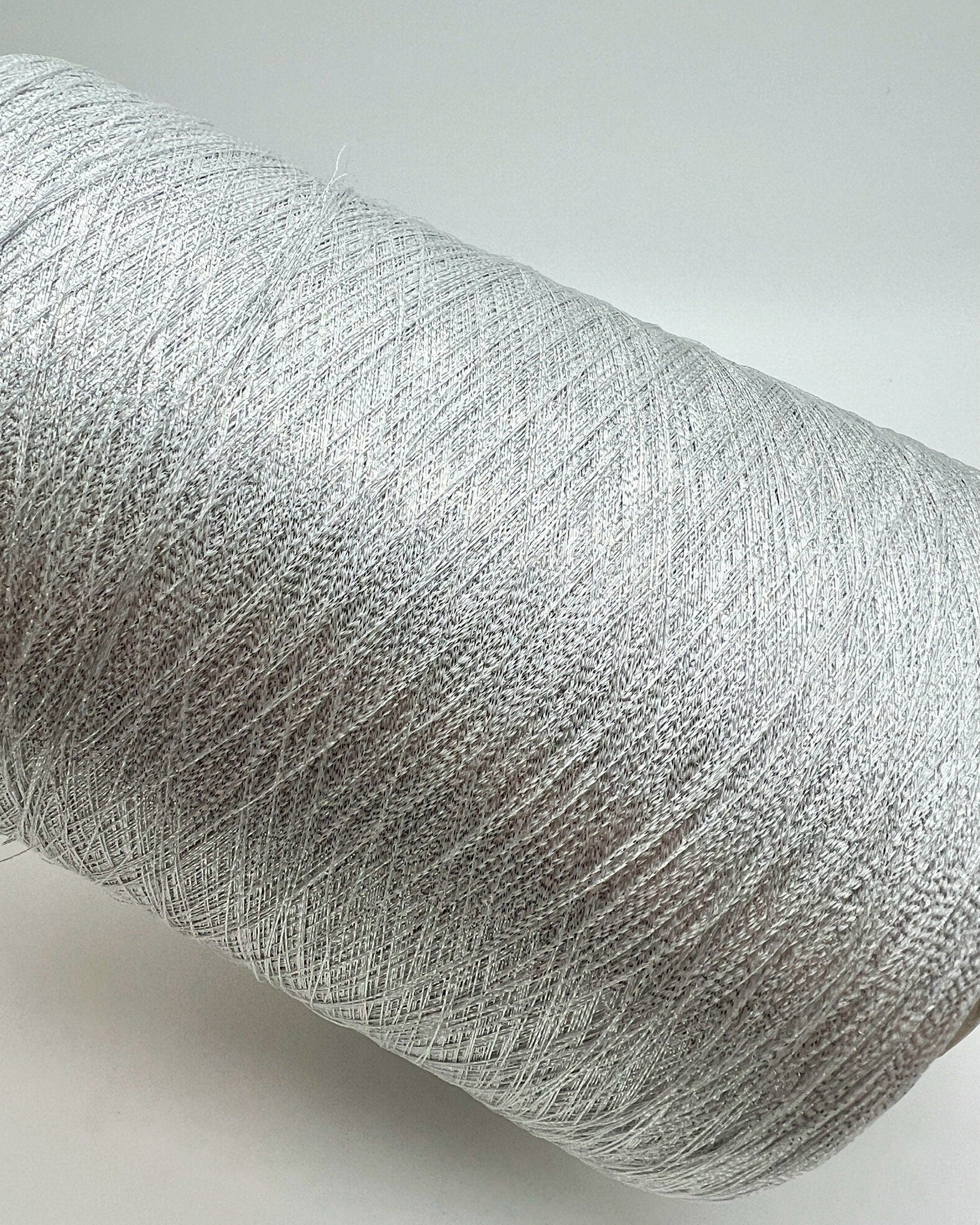 Close-up of viscose and lurex ultra-fine shimmer yarn — iDOKNiT Shop