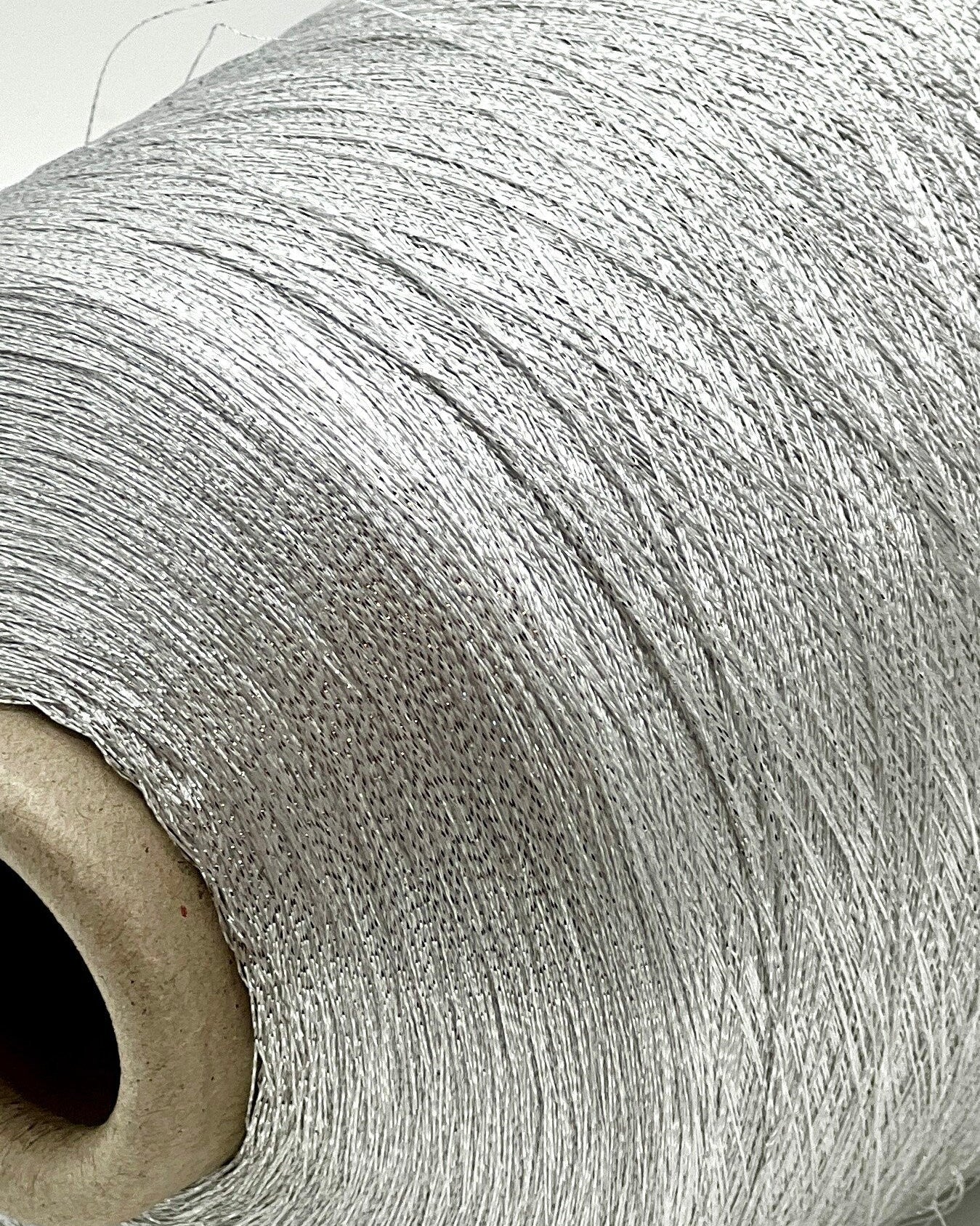 Close-up of viscose and lurex ultra-fine shimmer yarn — iDOKNiT Shop